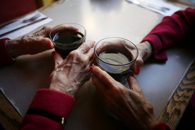 Enjoying a glass of red