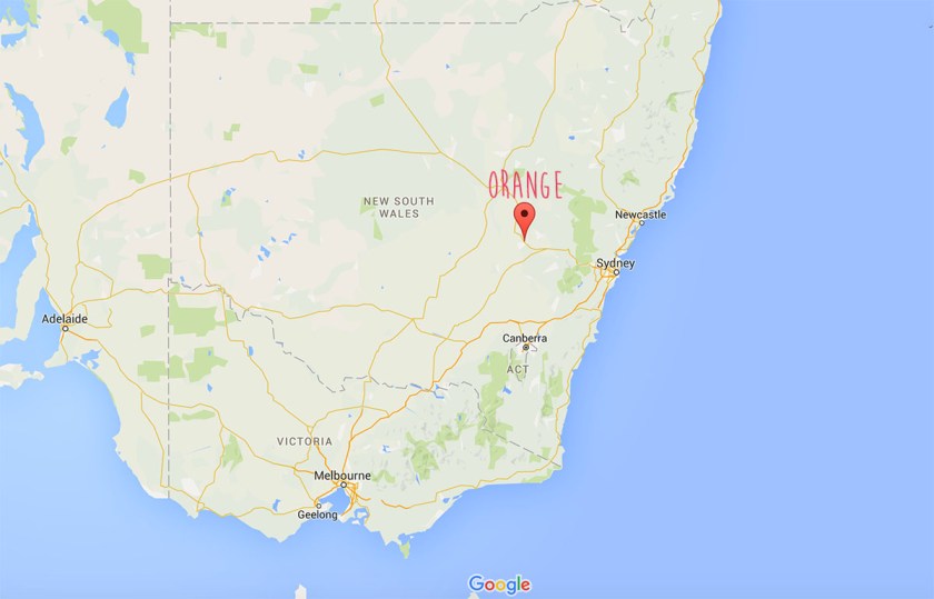 Orange is 254km west of Sydney.